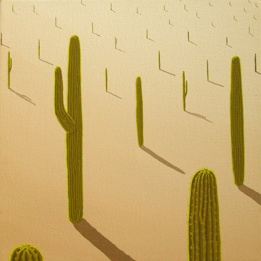 Image of an acrylic painting by Fred Faudie titled "Saguaro Sun".